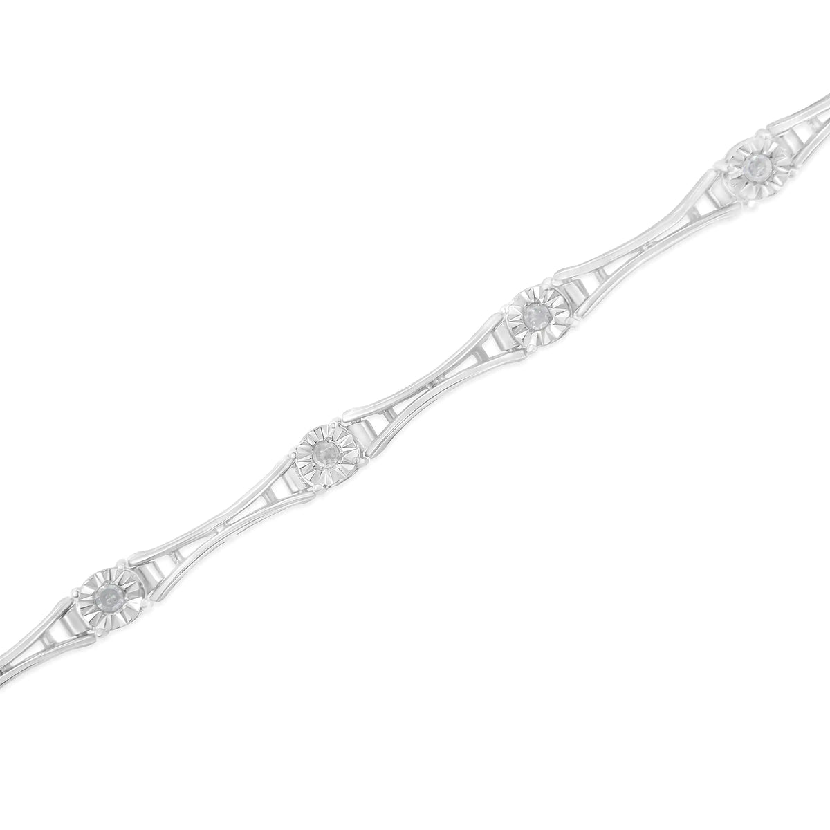 Pulsera de tenis de eslabones estilo barra acampanada de 7" con diamantes engastados milagros de 1/4 ct en plata esterlina 925 (color IJ, claridad I3)