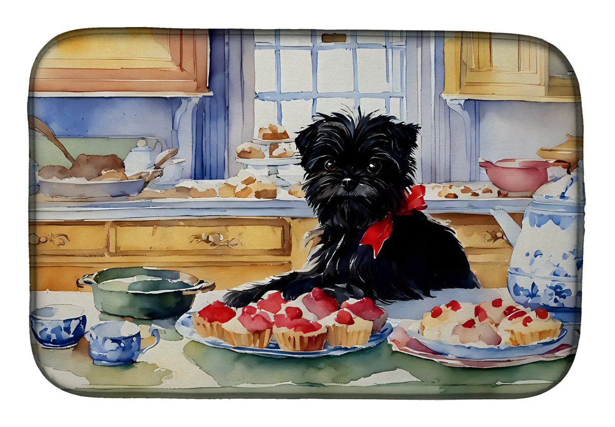 Alfombrilla para secar platos con forma de galletas navideñas de Affenpinscher