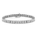 Pulsera de eslabones de caja con diamantes de talla redonda engastados en garras de 2 ct y 4 piedras en plata de ley 925 (color IJ, claridad I3) - 7,25"