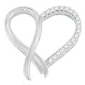 Collar con colgante de cinta y detalle de corazón con diamantes de talla redonda de 1/4 cttw en plata esterlina 925 (HI, I2-I3)