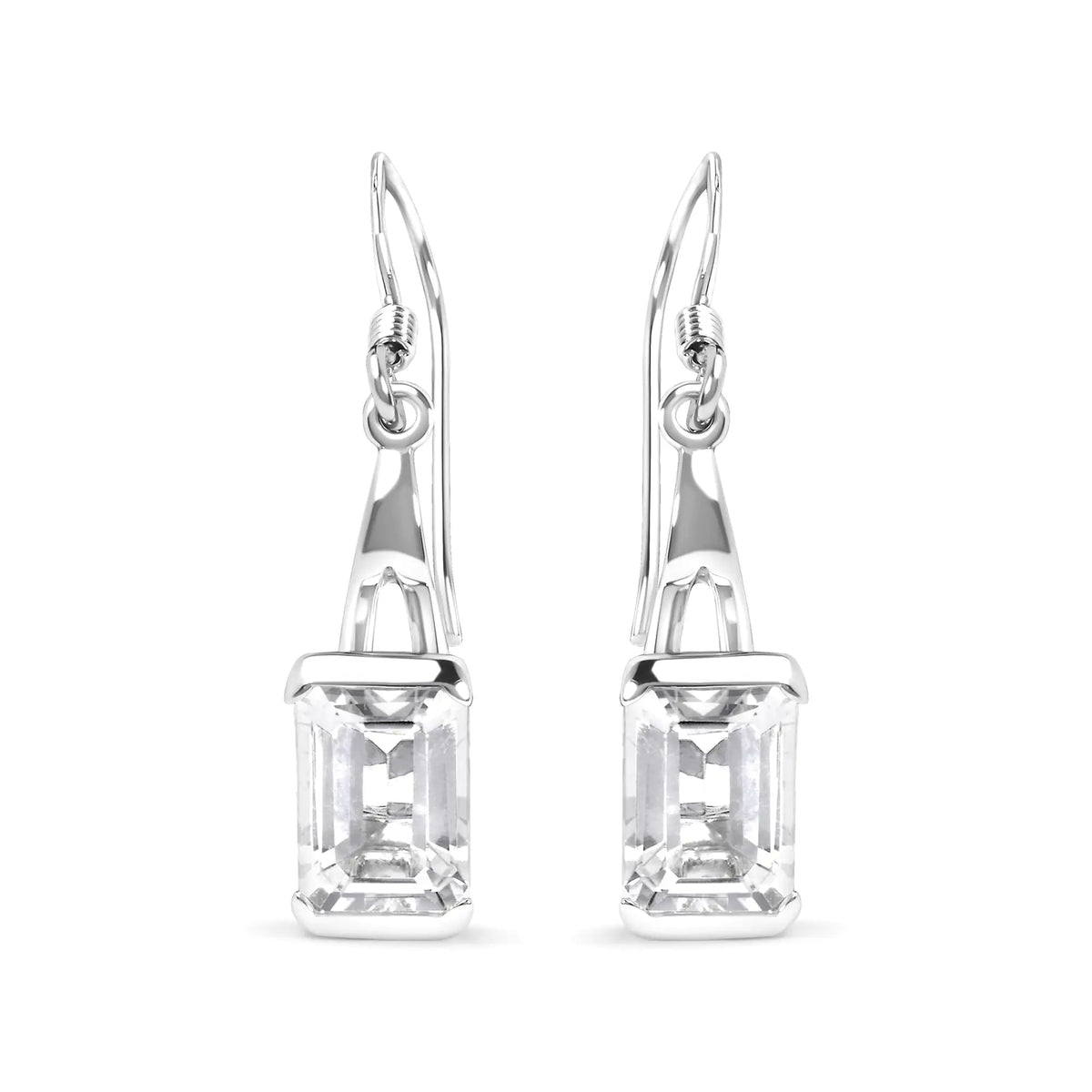 Pendiente colgante solitario de topacio blanco de talla esmeralda de 3,0 ct en plata de ley 925 (calidad AAA)