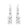 Pendiente colgante solitario de topacio blanco de talla esmeralda de 3,0 ct en plata de ley 925 (calidad AAA)