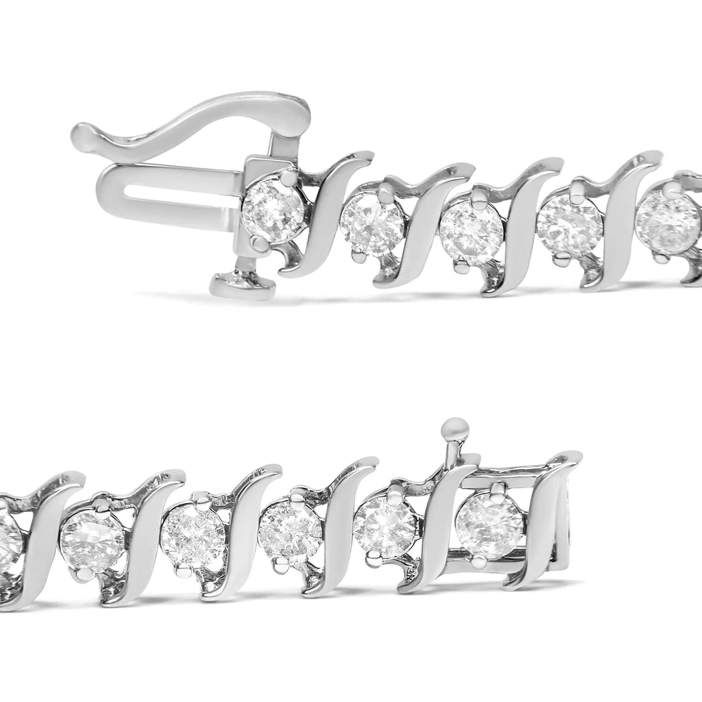 Pulsera de tenis con eslabones en forma de "S" y diamantes de talla redonda de 4,00 ct en plata de ley 925 (color IJ, claridad I3), tamaño 7"