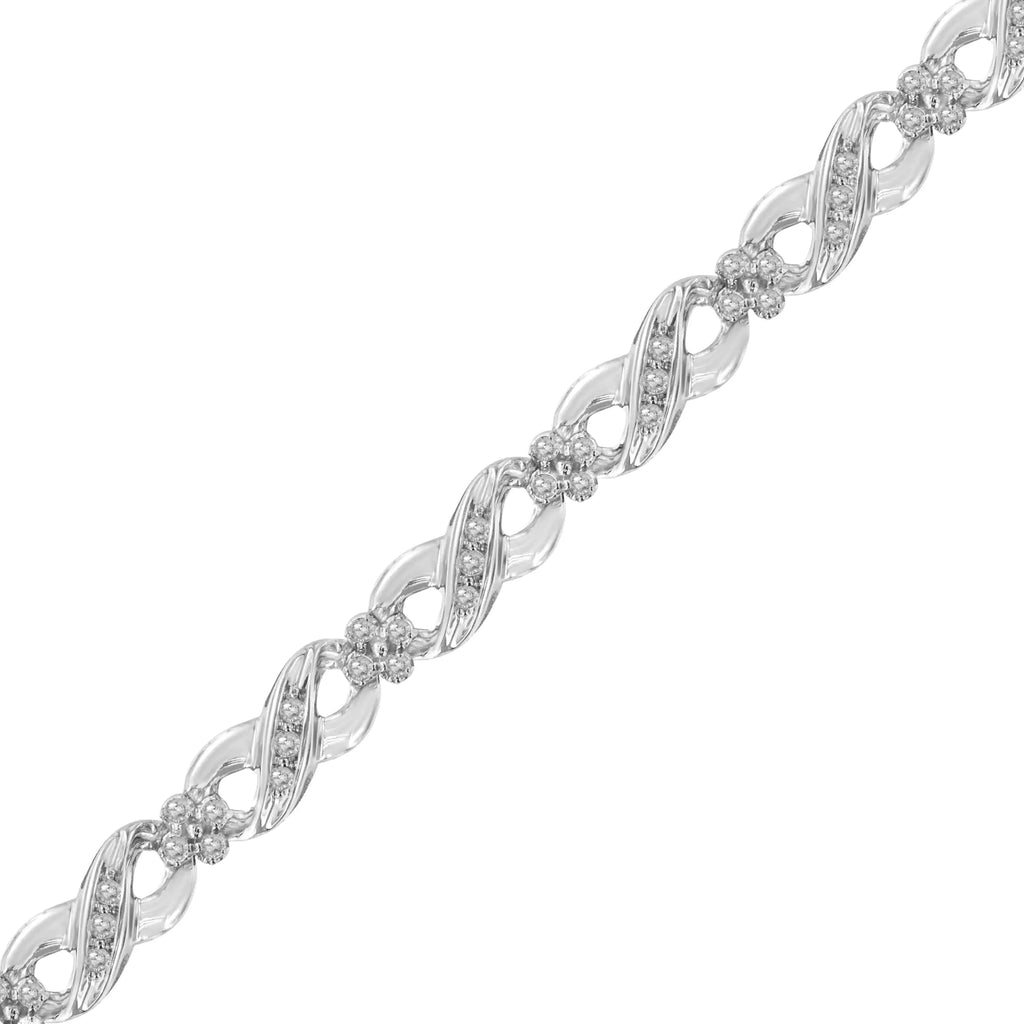 Bracelet tennis Infinity Link en argent sterling 925 avec diamants taille rose sertis à griffes 1/4 ct (couleur IJ, pureté I2-I3) - Taille 7"