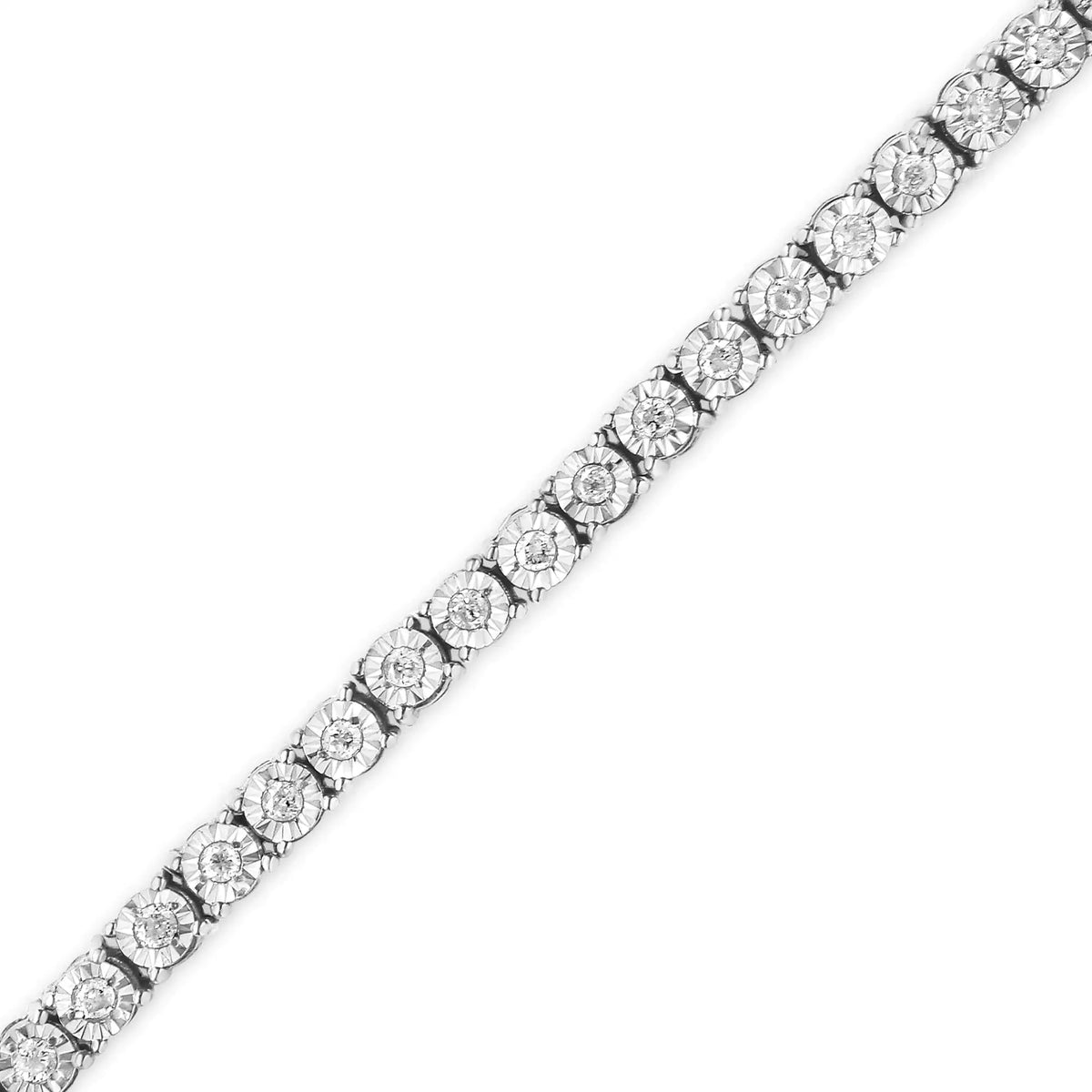 .925 Sterling Silver 1/2 Cttw Diamond Illusion-Set Miracle Plate Tennis Bracelet (I-J Color, I3 Clarity) - 7"
