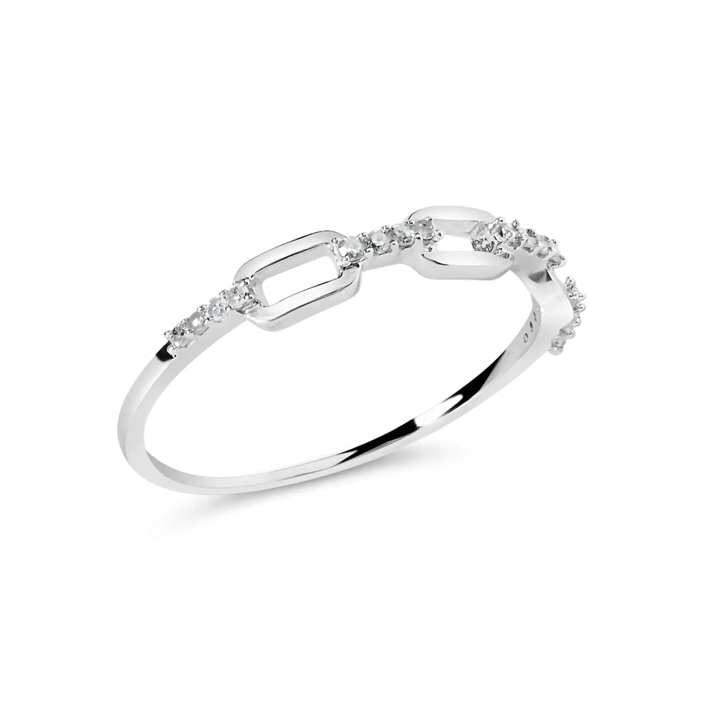 Anillo de plata de ley 925 con detalle de diamantes y banda con clip (color IJ, claridad I2-I3)