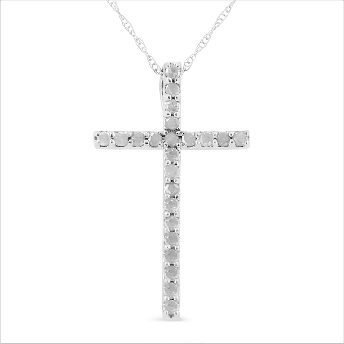 Collar con colgante de cruz de diamantes de talla redonda de 1/4 ct y 18 in en plata de ley 925 (color IJ, calidad promocional I3)