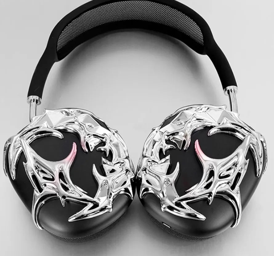 Funda para auriculares con líquido plateado
