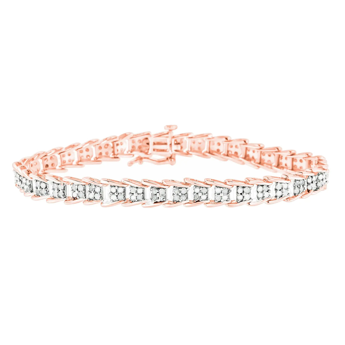Pulsera de tenis con eslabones en forma de abanico y diamantes de 2,0 ct en plata de ley 925 (color IJ, claridad I3) - 7"