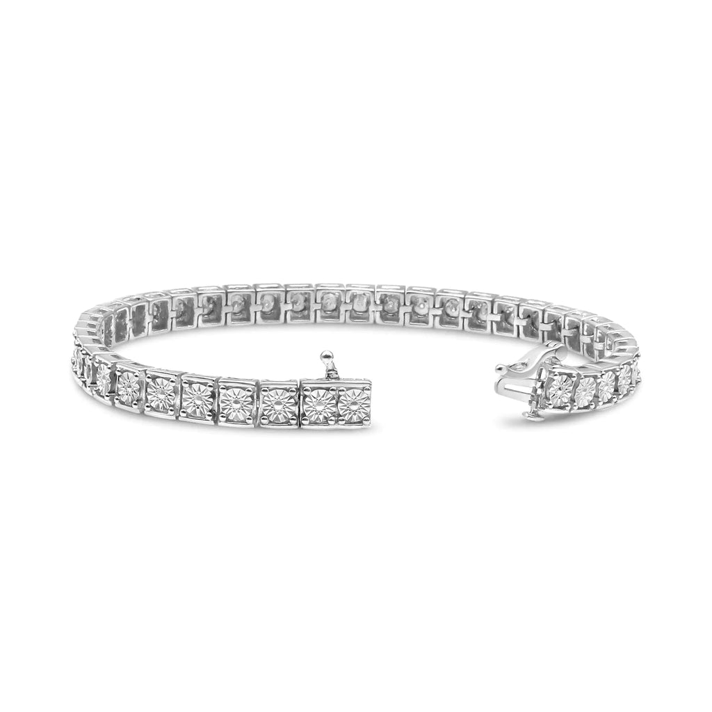 Pulsera de eslabones de diamantes de 1/4 ct en plata de ley 925 (color IJ, claridad I2-I3) - Tamaño 7,25"