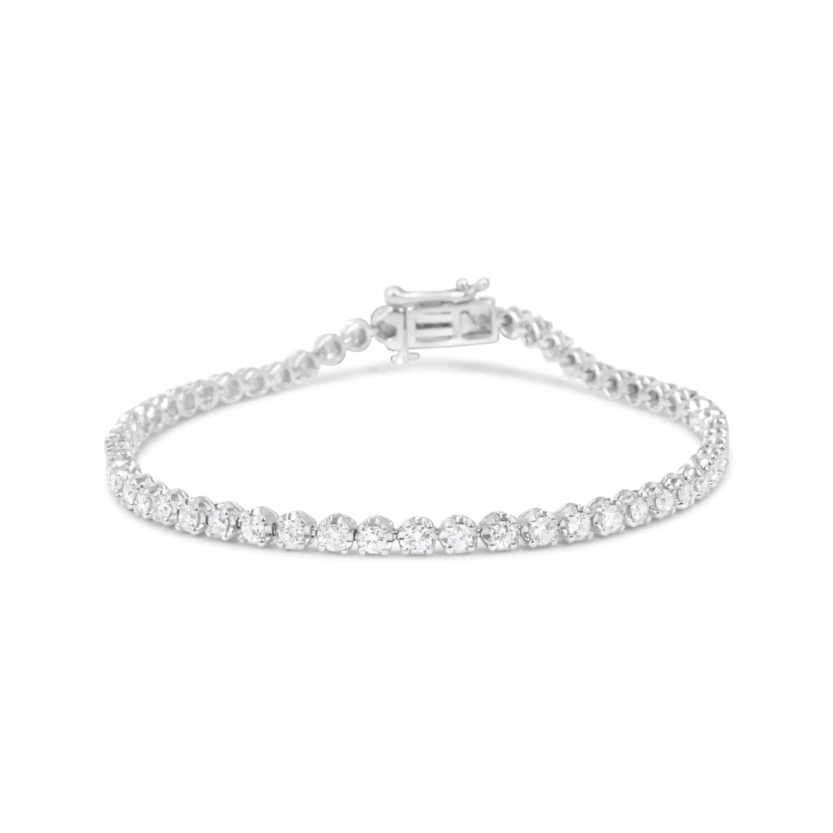 Pulsera de eslabones tipo tenis con diamantes de talla redonda de 2,00 ct en plata de ley 925 (color IJ, claridad I1-I2) - 7,25"