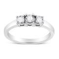 Anillo de plata de ley 925 con placa de ilusión de tres piedras con diamantes redondos engastados Miracle de 1/2 ct (color IJ, claridad I2-I3)