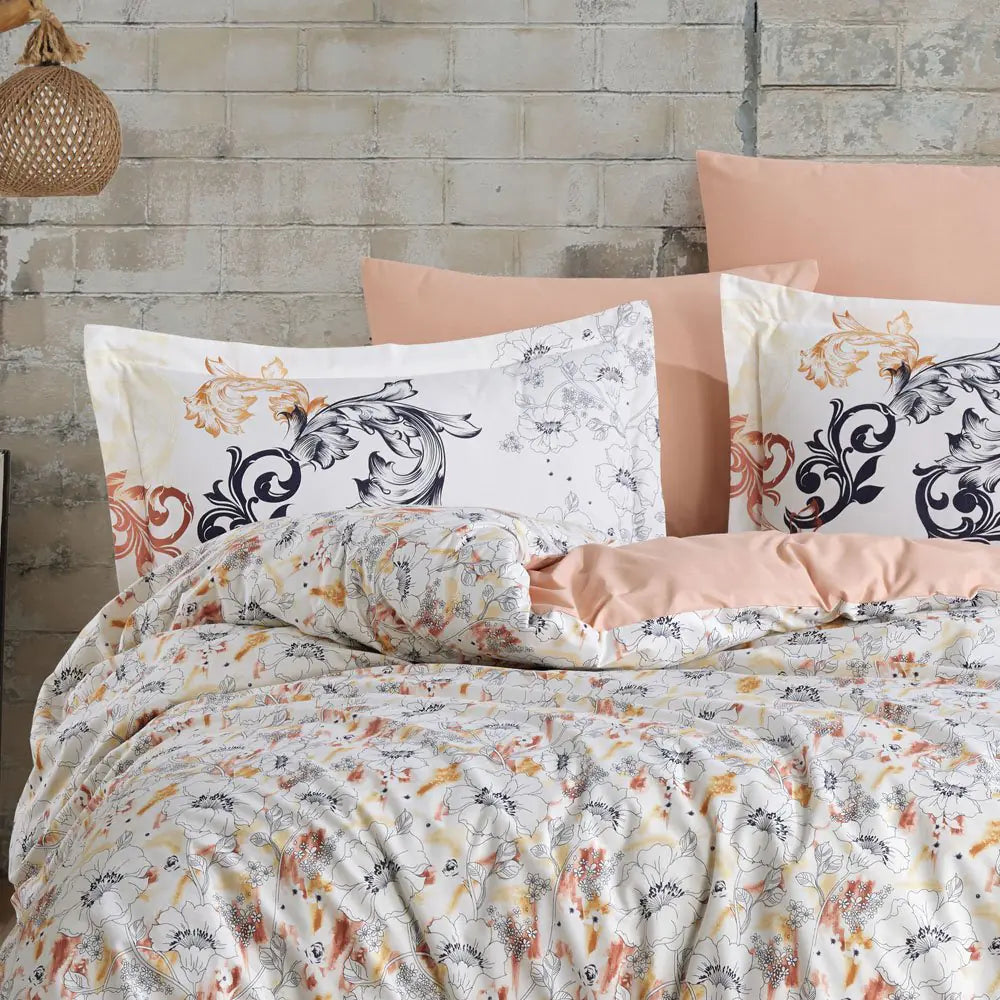 Juego de funda nórdica de popelina para cama de matrimonio Hobby Fiesta Salmon