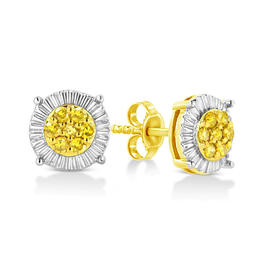 Pendientes de flor con diamantes tratados de 1/4 ct en plata de ley 925