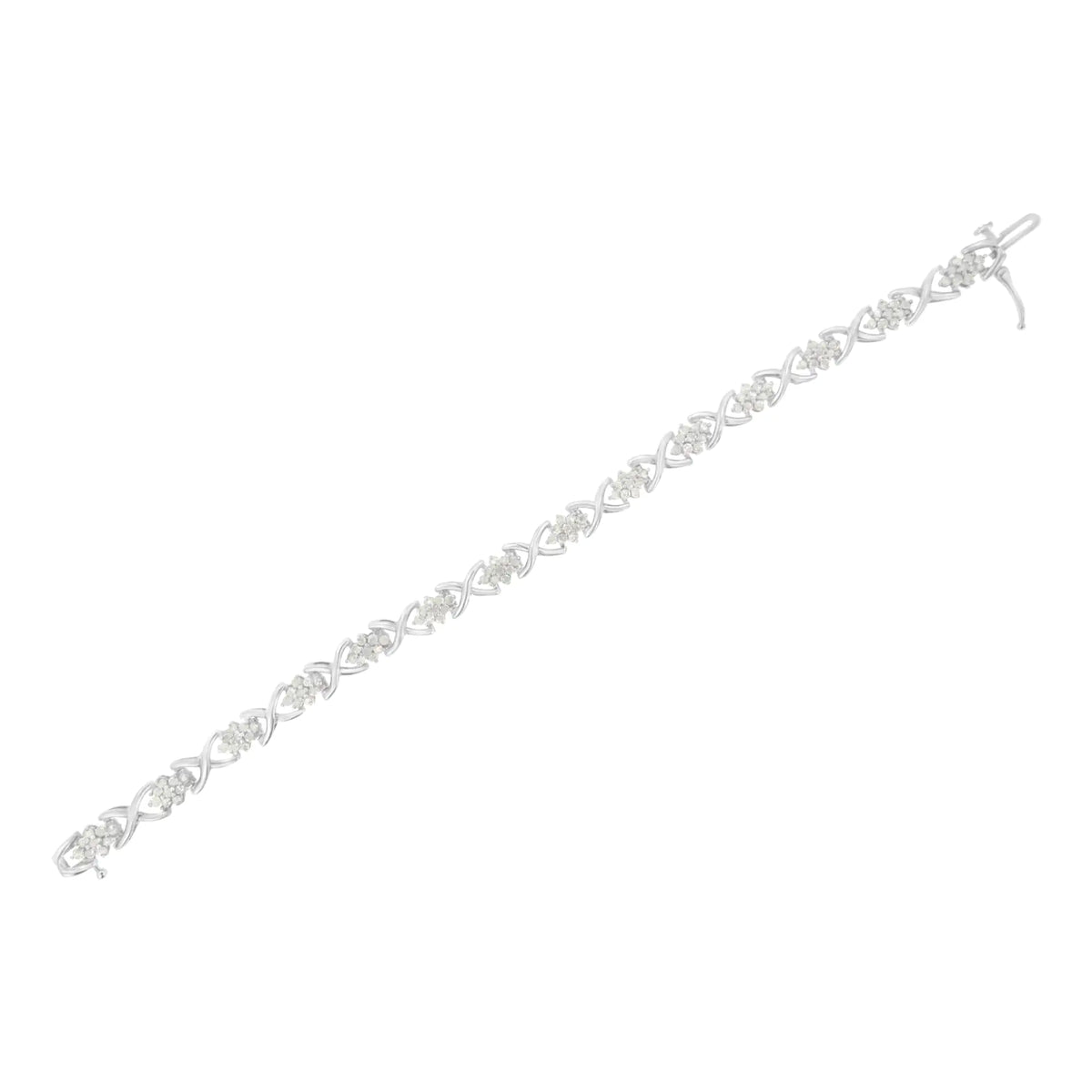 Pulsera de eslabones en forma de X de 7" con diamantes de 2 1/4 ct y plata de ley 925 (color IJ, claridad I3)