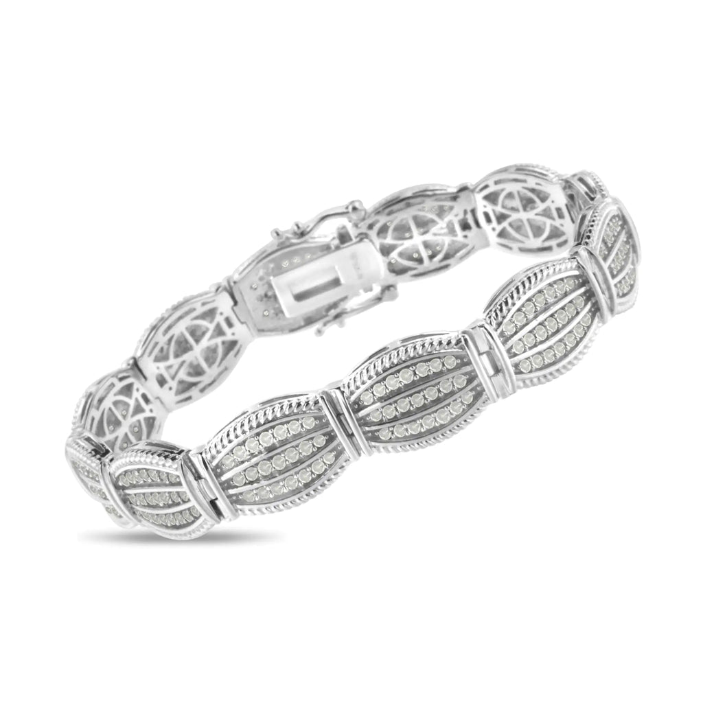 Pulsera de tenis estilo art déco con diamantes engastados en garras de 3,0 ct en plata esterlina 925 (color IJ, claridad I2-I3) - 7,25"
