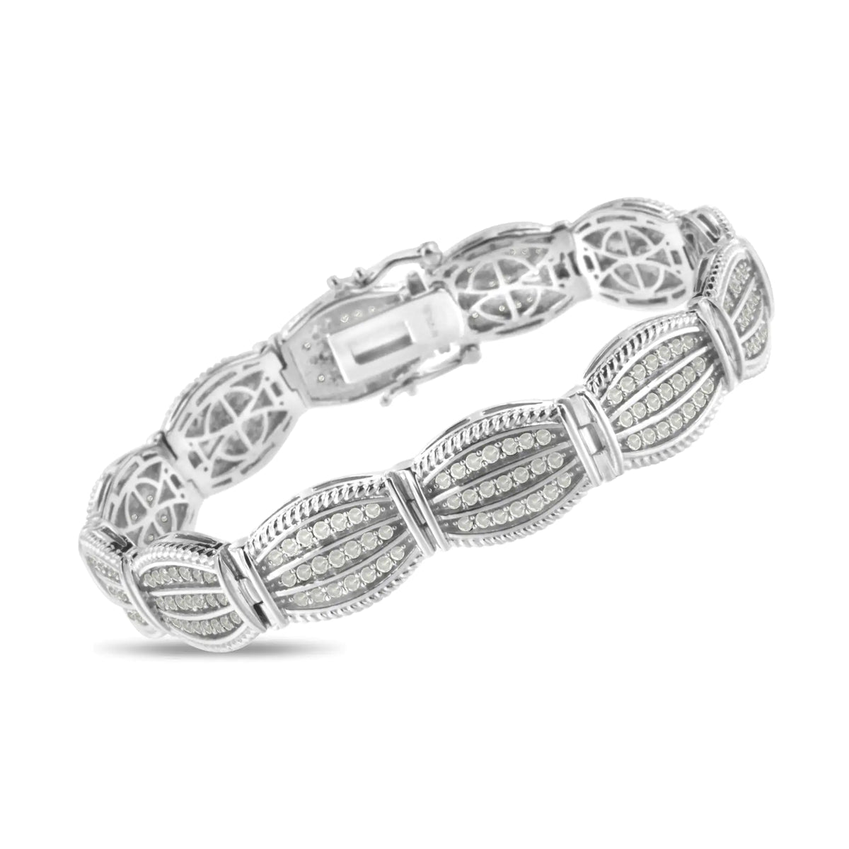 Pulsera de tenis estilo art déco con diamantes engastados en garras de 3,0 ct en plata esterlina 925 (color IJ, claridad I2-I3) - 7,25"