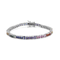 Bracelet de tennis à maillons en argent sterling 925 de 12,0 ct avec pierres précieuses multicolores taille princesse (qualité AAA) - 7,25 pouces