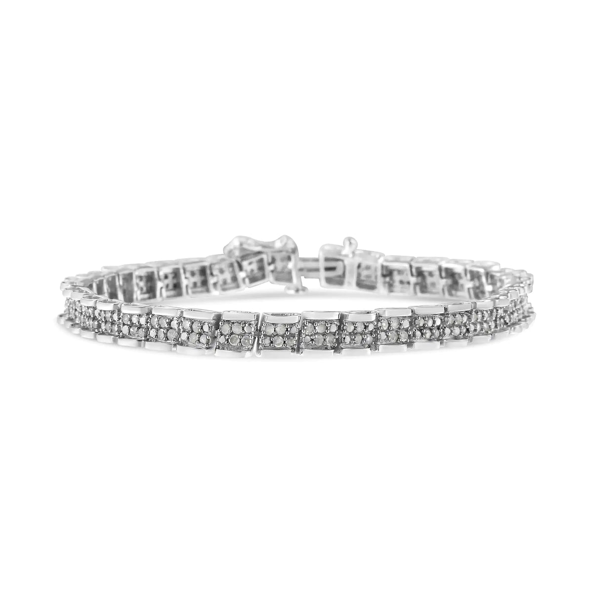 Pulsera de eslabones redondos de 7" con placa Miracle de diamantes de 2,0 ct en plata esterlina 925 (color IJ, claridad I2-I3)
