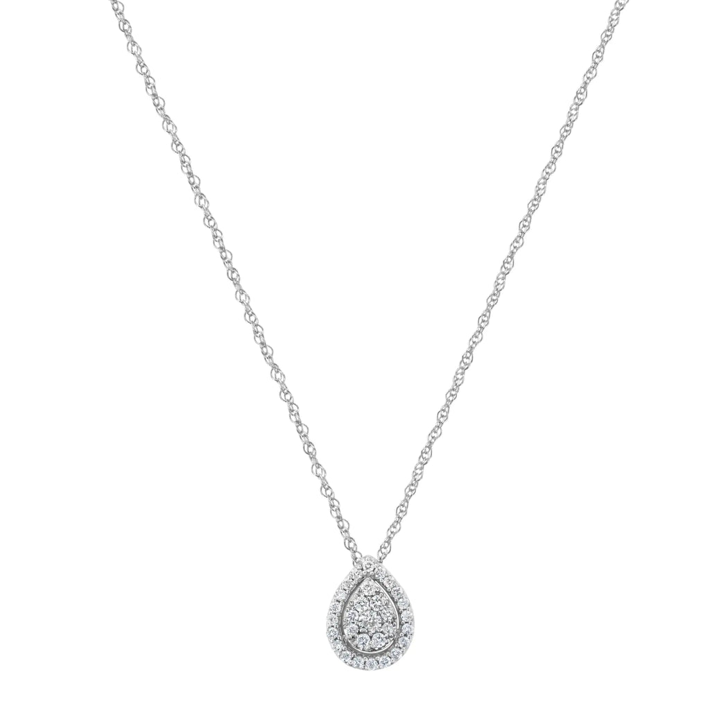 Collier avec pendentif en forme de goutte en argent sterling 925 avec diamants cultivés en laboratoire de 3/8 ct (couleur FG, clarté VS2-SI1)