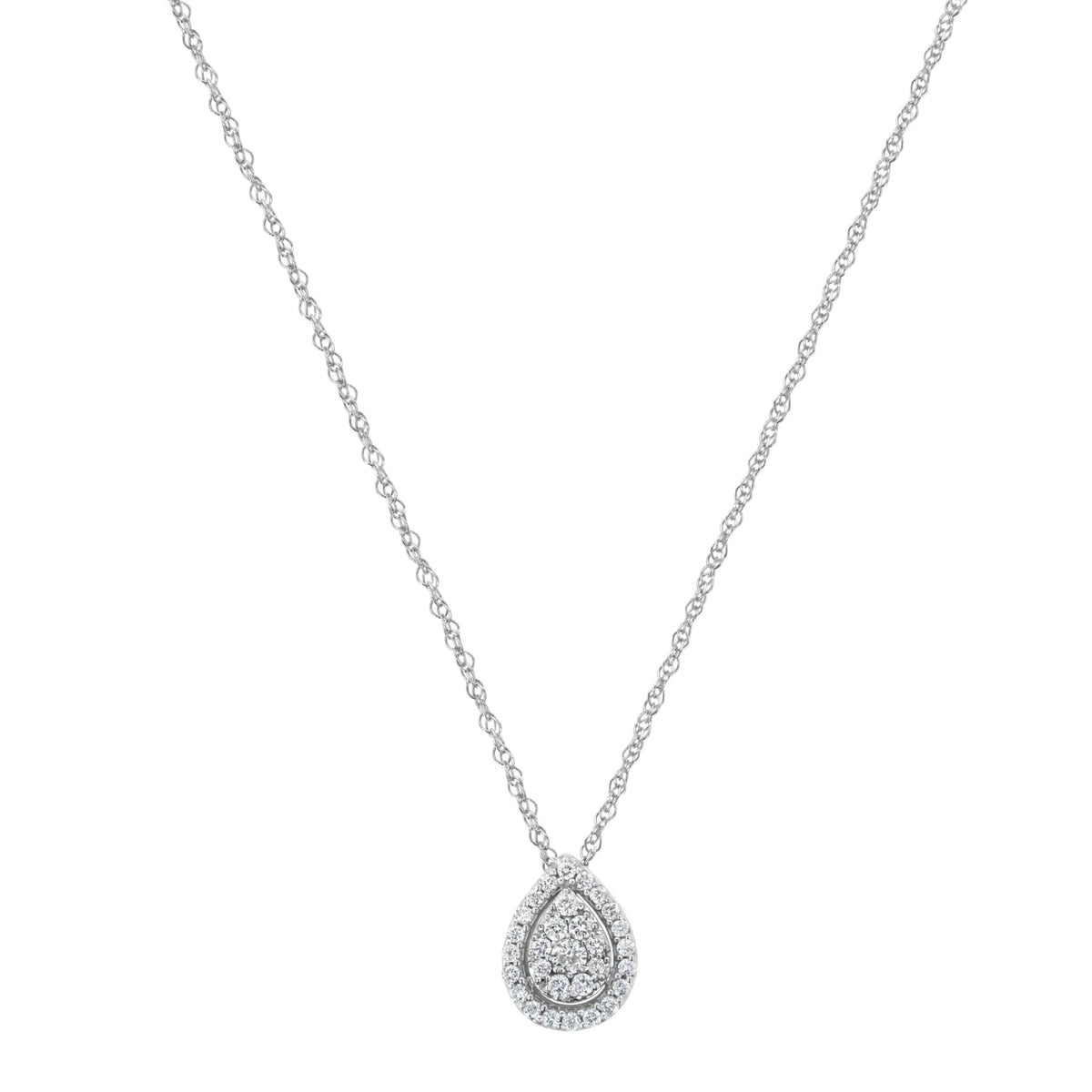 Collar con colgante de gota de diamante cultivado en laboratorio de 3/8 ct en plata esterlina 925 (color FG, claridad VS2-SI1)