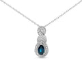 Collar con colgante de gota infinita de 18" con detalles de diamantes y zafiro en forma de pera de 6 x 4 mm en plata esterlina 925 (color HI, claridad SI1-SI2)