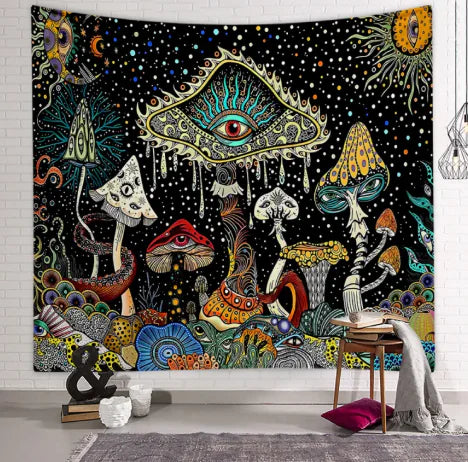 Polyester Skull Mushroom Tapestry
