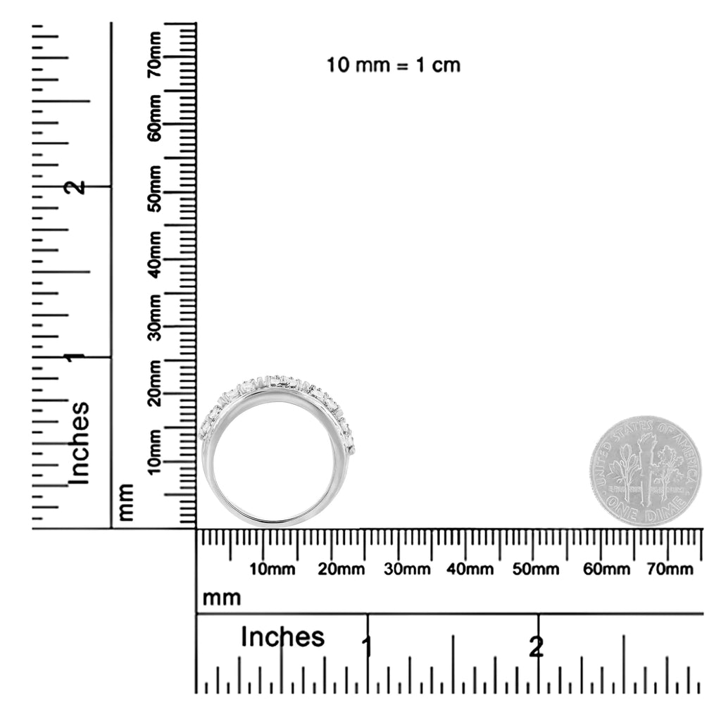 Anillo de cóctel de moda cónico con diamantes de talla baguette y redonda de 2,0 ct en plata esterlina 925 con múltiples filas y engaste en canal (color IJ, claridad I3)