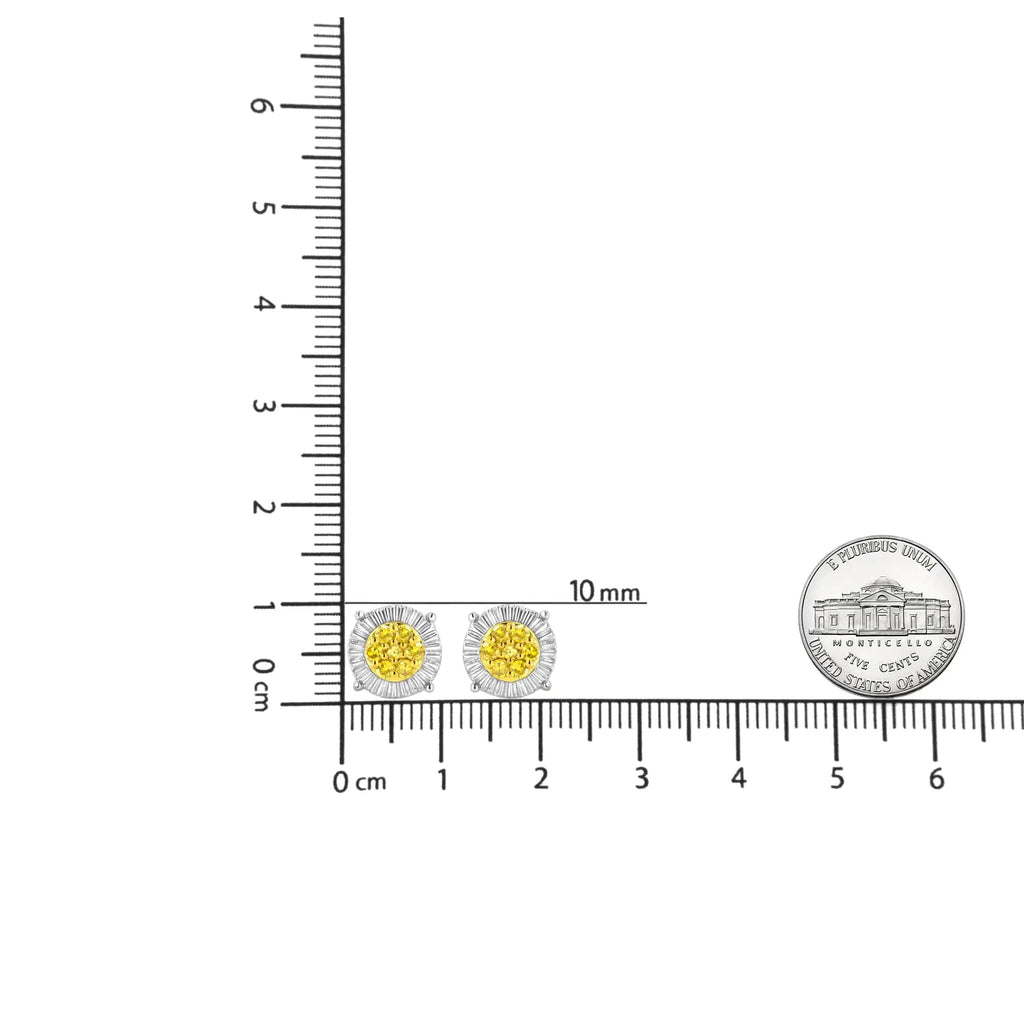 Pendientes de flor con diamantes tratados de 1/4 ct en plata de ley 925