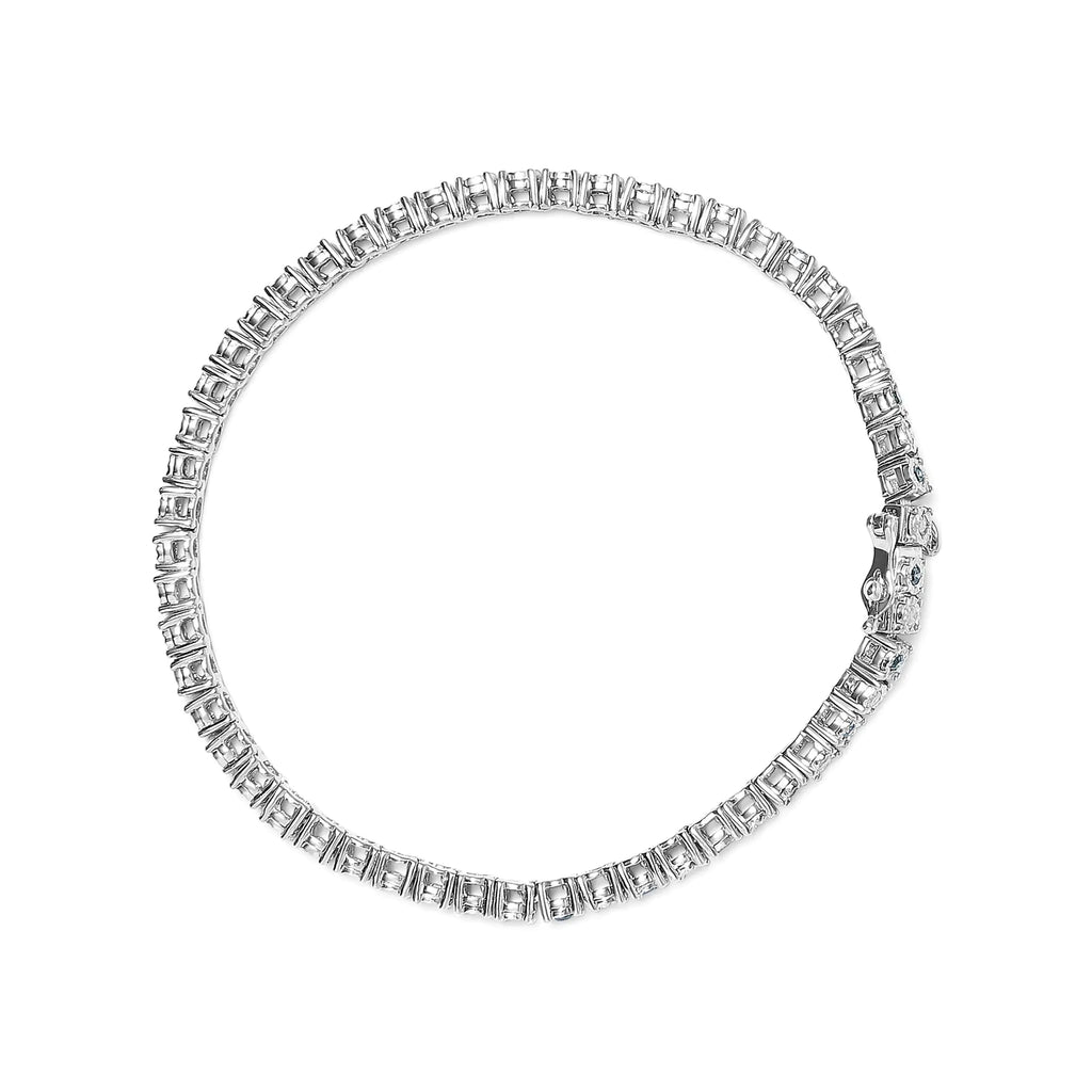 Bracelet de tennis en argent sterling 925 de 1,0 ct avec alternance de diamants blancs ronds et de diamants verts traités ronds (couleur verte et IJ, pureté I3) - Taille 7" pouces