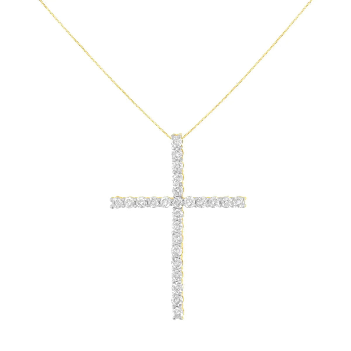 Colgante en forma de cruz con diamantes redondos de 2,0 ct y 1 1/4" de plata de ley 925 con cadena de eslabones (color IJ, claridad I1-I2) - 18"