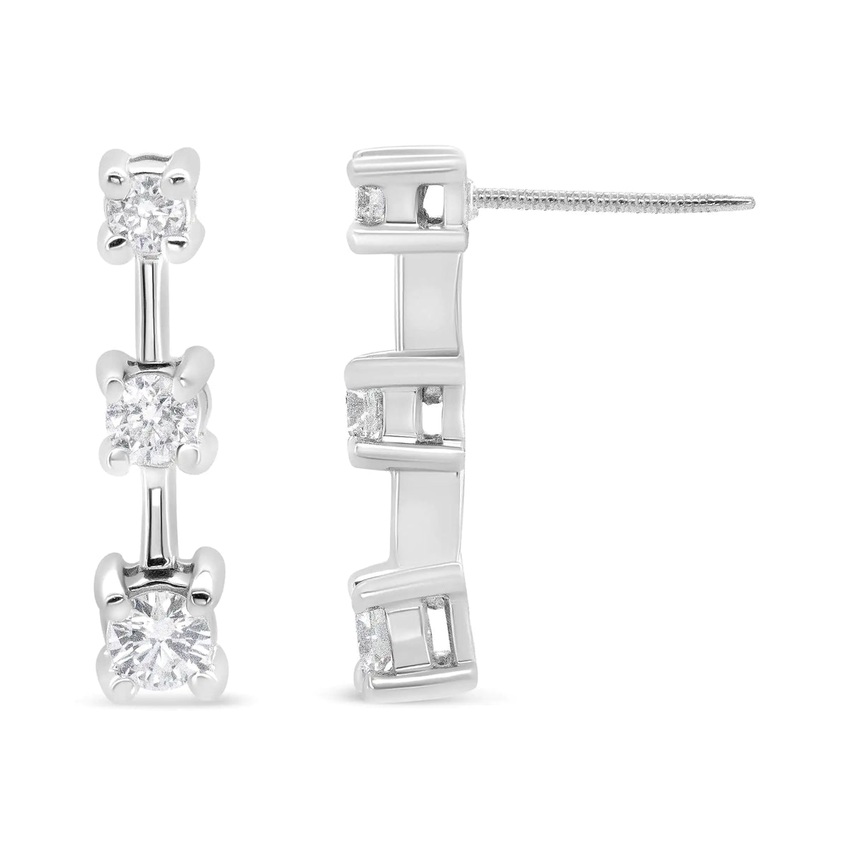 Aros con diamantes ovalados negros tratados con engaste en garras de 2,0 ct en plata esterlina 925 (color negro, claridad I2-I3)