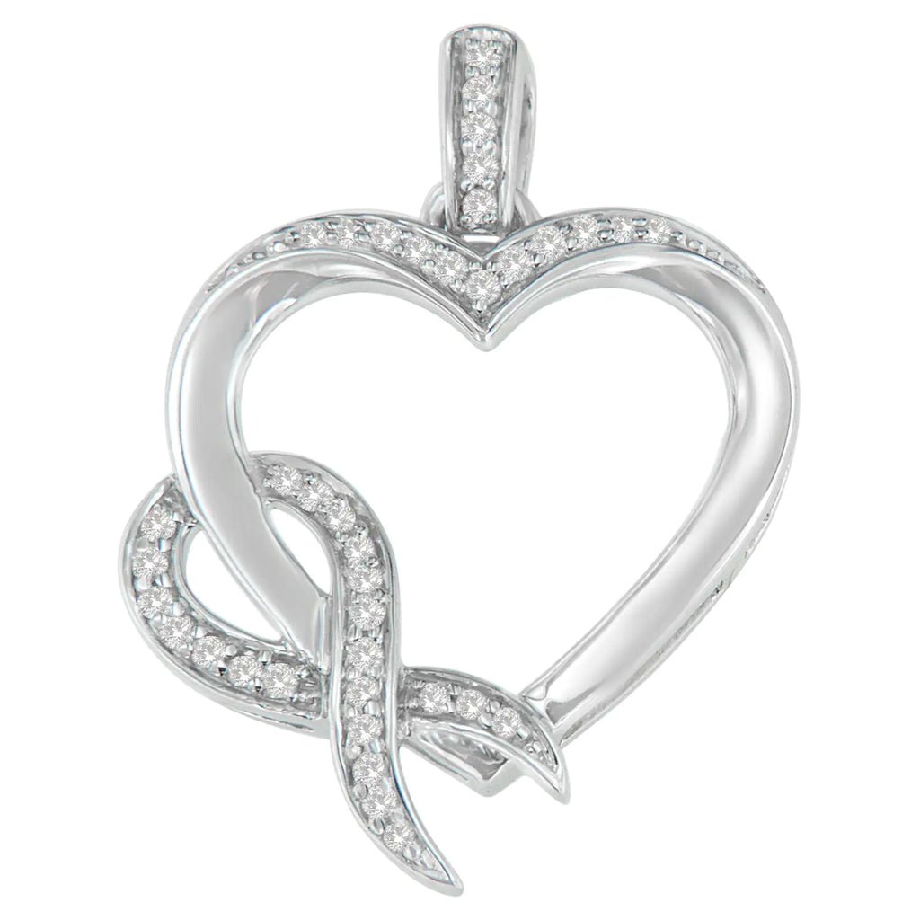 Collar con colgante de corazón de diamantes de 1/6 cttw en plata de ley 925 (HI, I1-I2)