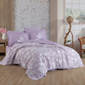 Juego de funda nórdica acolchada de popelina para cama individual Hobby Hira Lila