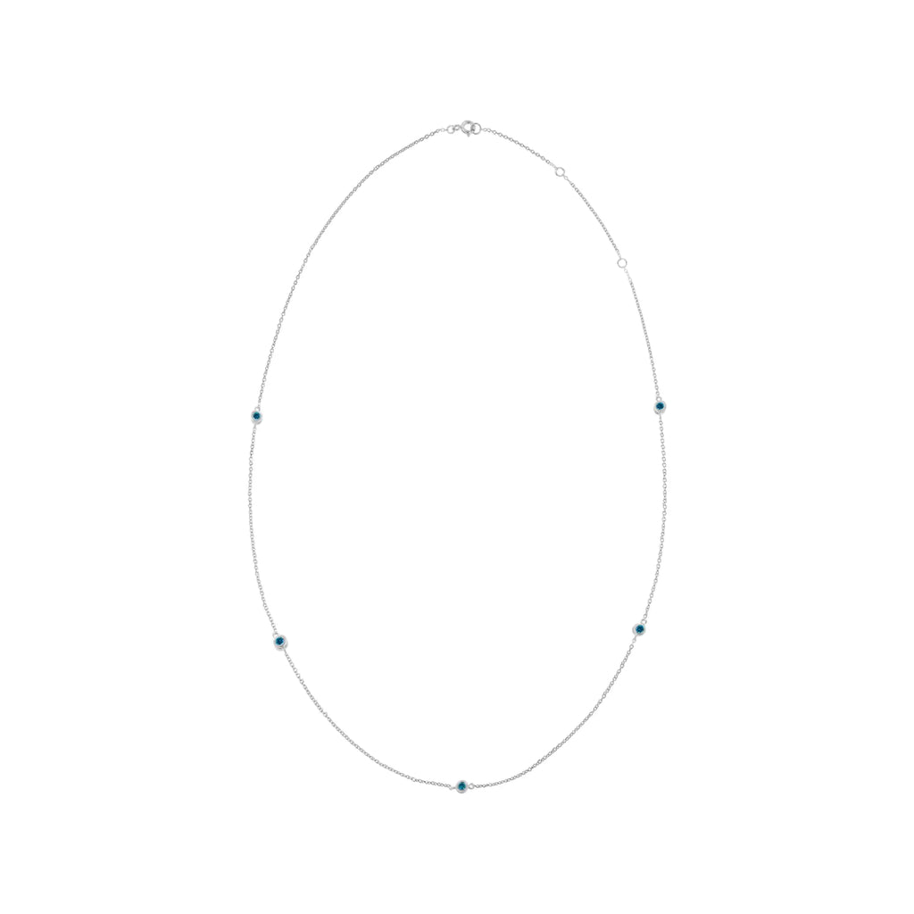 .925 Sterling Silver 1/2 Cttw Treated Fancy Blue Diamond Station Necklace (I2-I3 Clarity) - 18”