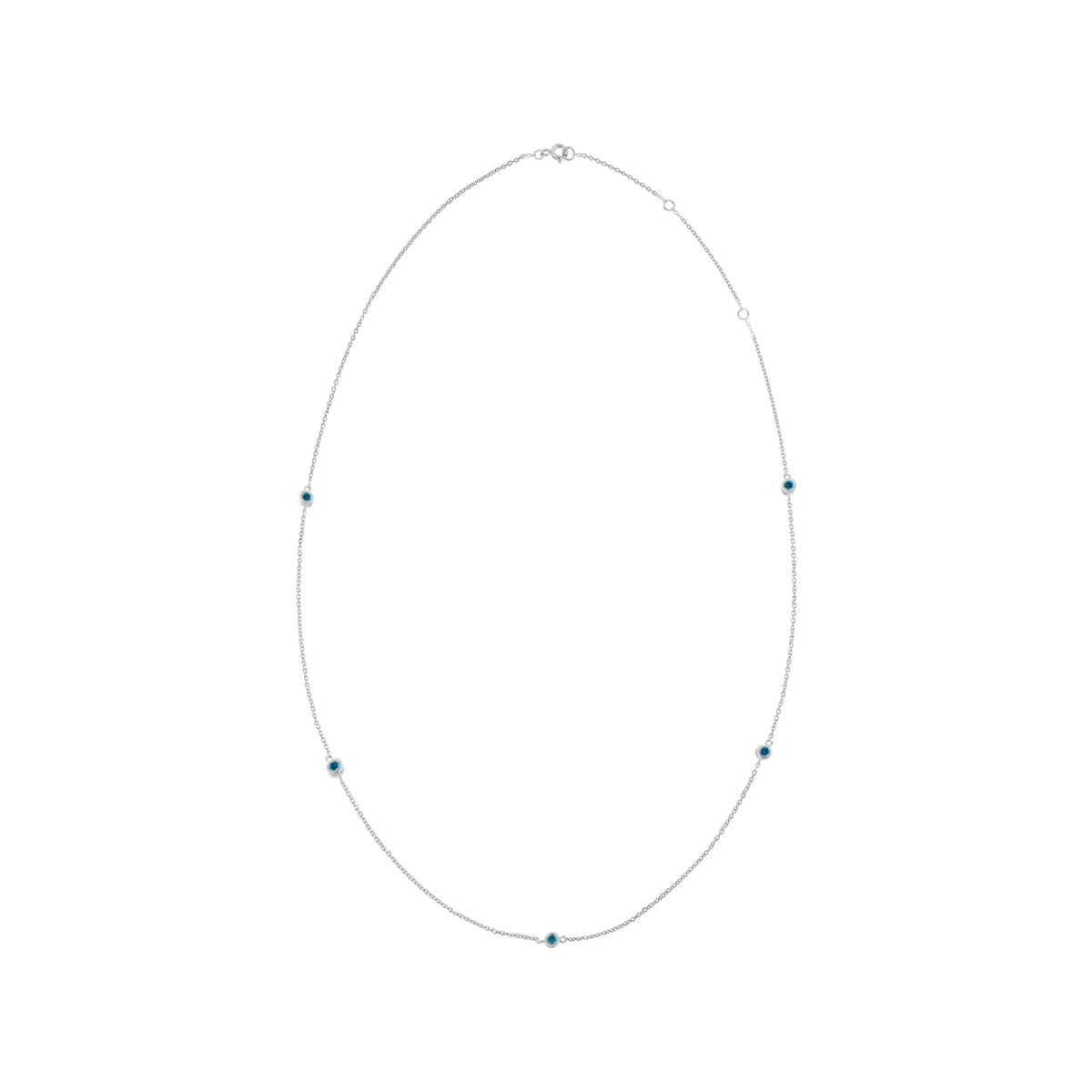 .925 Sterling Silver 1/2 Cttw Treated Fancy Blue Diamond Station Necklace (I2-I3 Clarity) - 18”