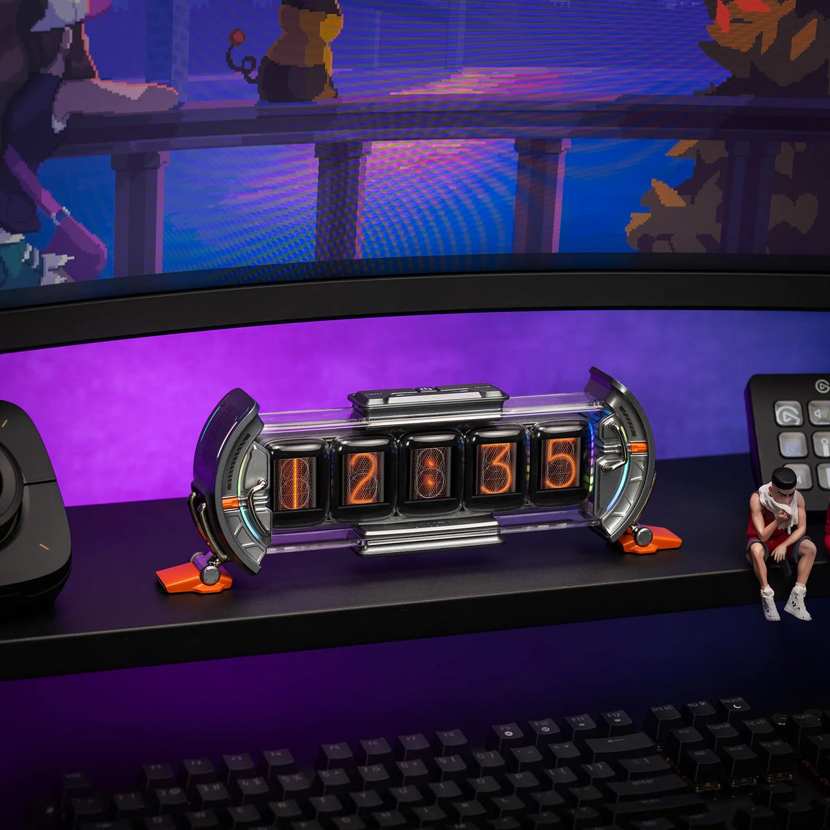 Divoom Times Gate - Cyberpunk Gaming Setup Digital Clock with Smart APP Control, WiFi Connect, RGB LED Display,