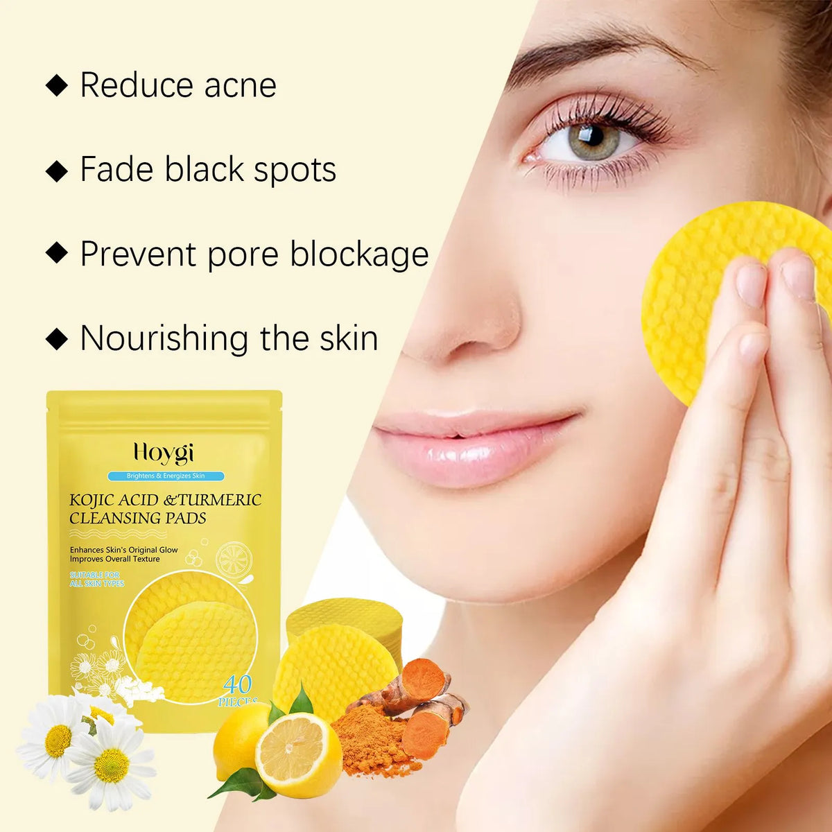 Tampon nettoyant au curcuma HOYGI – Exfoliant et démaquillant