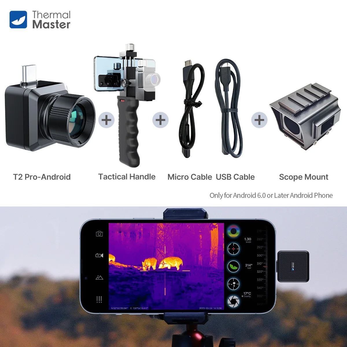 T2PRO Monocular Thermal Camera Imager 1579yards for Hunting Coyote Deer Hunting Binocular Telescope