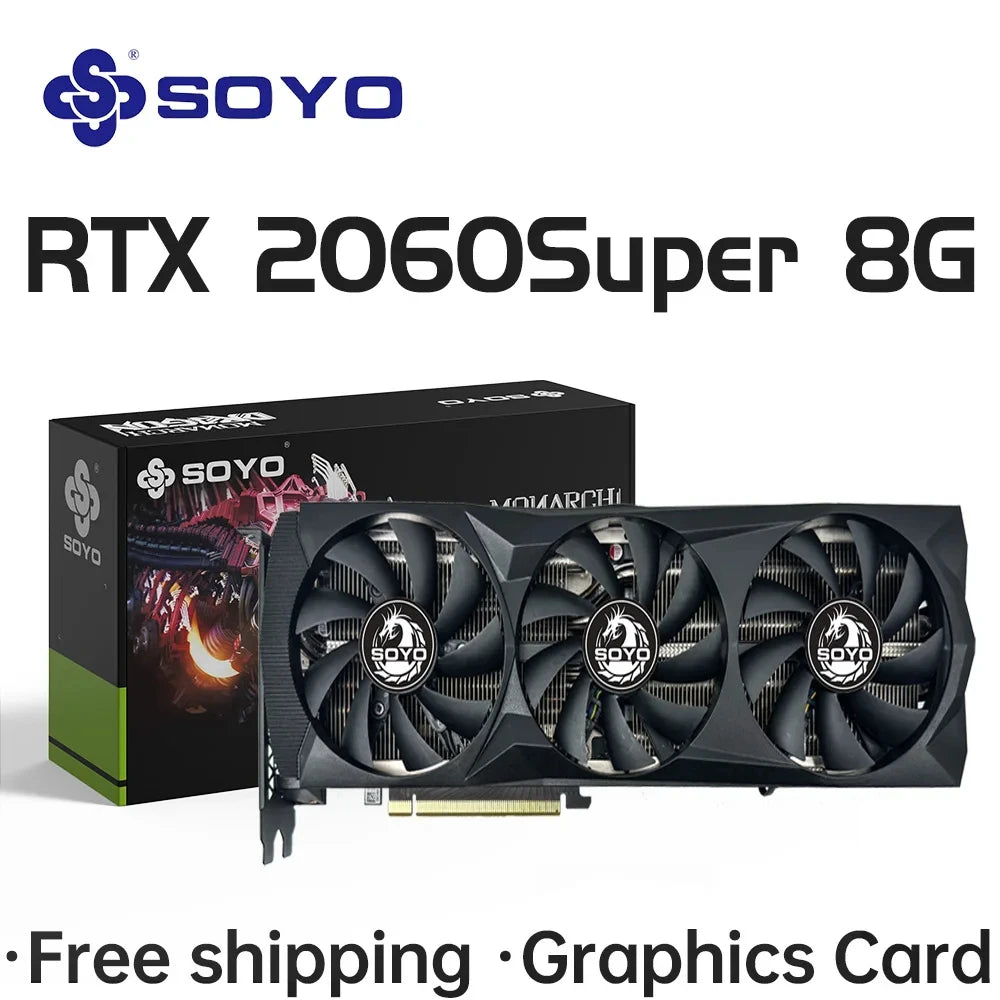 USED Graphics Cards NVIDIA GeForce RTX2060 SUPER 8G GDDR6 PCIE3.0x16 Gaming Video Card for Desktop PC Computer Components