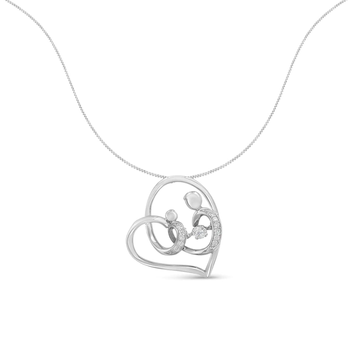 Collar con colgante de corazón de diamantes de 1/6 cttw en plata de ley 925 (HI, I1-I2)