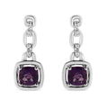 Boucles d'oreilles pendantes en argent sterling 925 de 6 x 6 mm avec améthyste violette naturelle et accent de diamant (couleur IJ, clarté I1-I2)