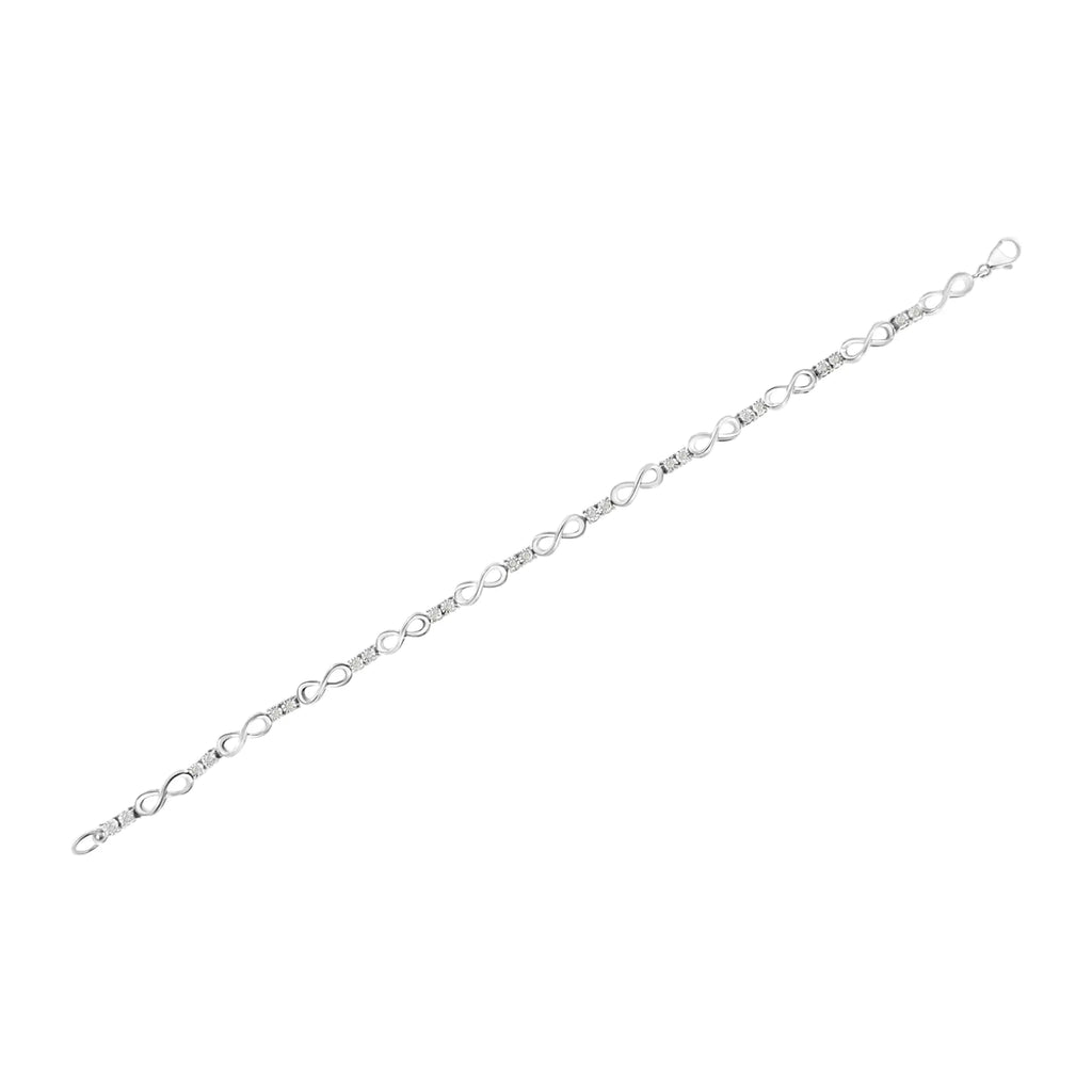 Bracelet à maillons infinis en argent sterling 925 avec diamants sertis miracles 1/4 ct (couleur IJ, pureté I3-Promo) - 7,25"