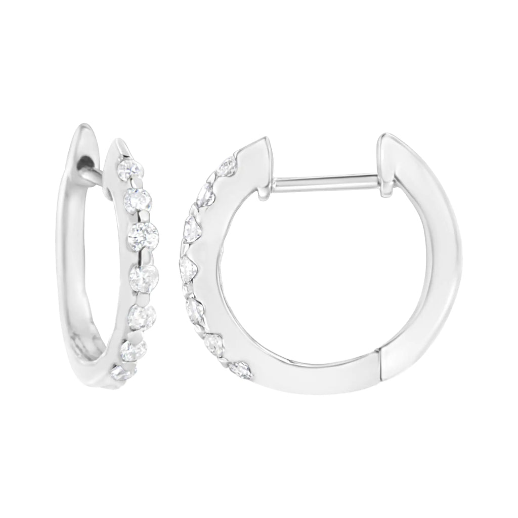 Aros tipo aro con diamantes cultivados en laboratorio de 1/4 ct en plata esterlina 925 (color FG, claridad VS2-SI1)