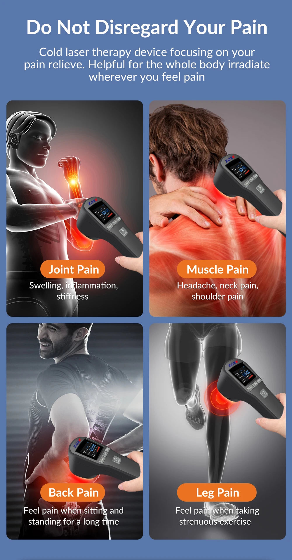 Deep tissue cold laser therapy device professional horse dogs cats health care tool for pain relief 808nm 650nm 880mW 20 diodes