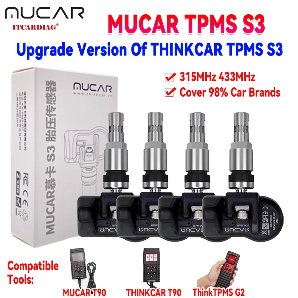 MUCAR S3 Sensor 315MHz 433MHz TPMS S3 Universal Sensor Car Tire Pressure Sensor Automotive Workshop Service Tool PK THINKCAR S3