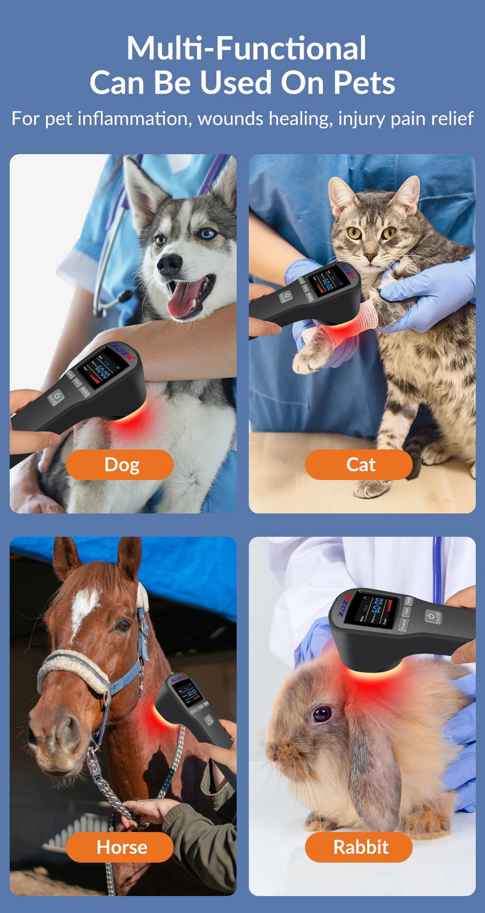 Deep tissue cold laser therapy device professional horse dogs cats health care tool for pain relief 808nm 650nm 880mW 20 diodes