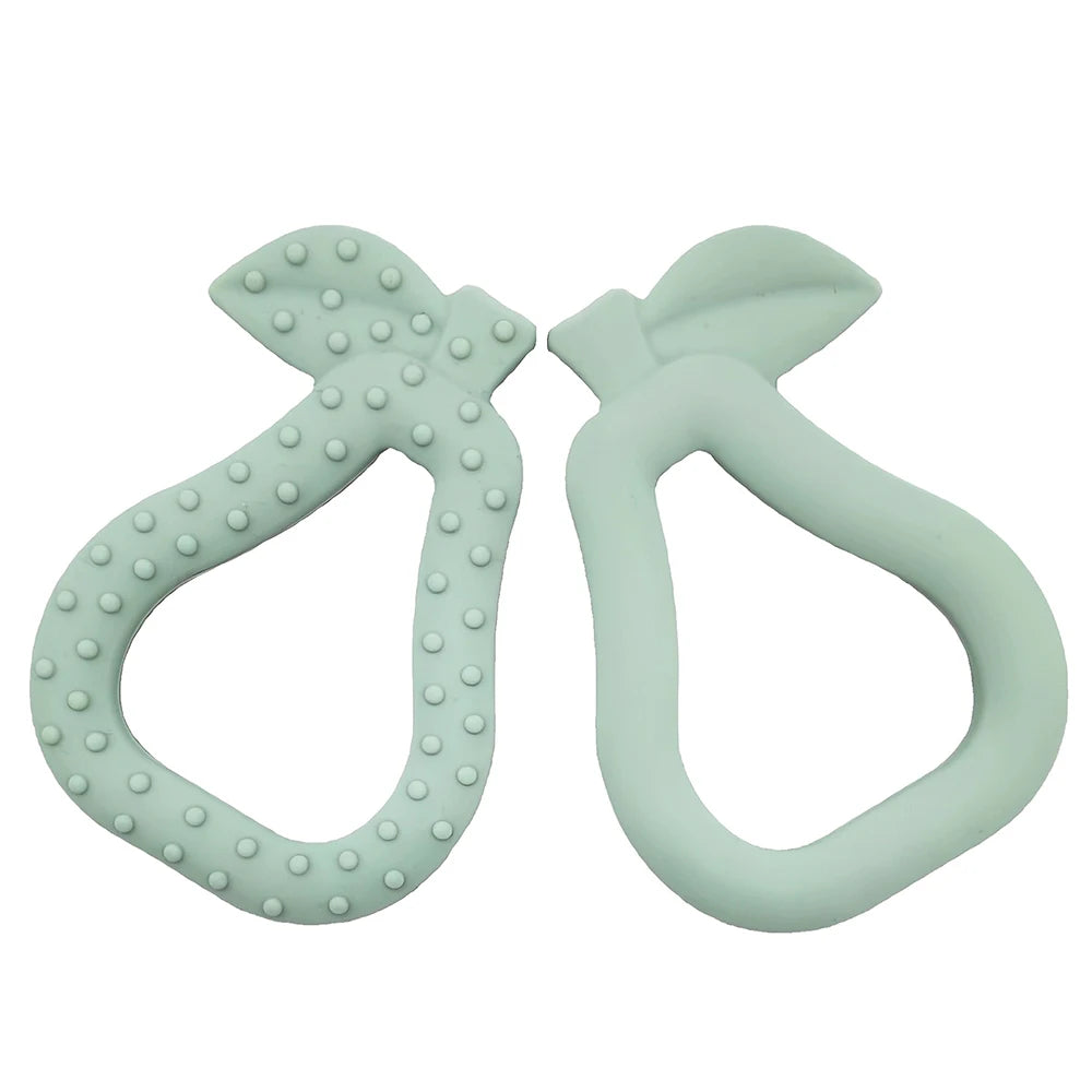 erduo Pear Baby Silicone Teether Sensory Anxiety Chew Bite Teething Toys Newborn 0-6 and 12 Months Accessory