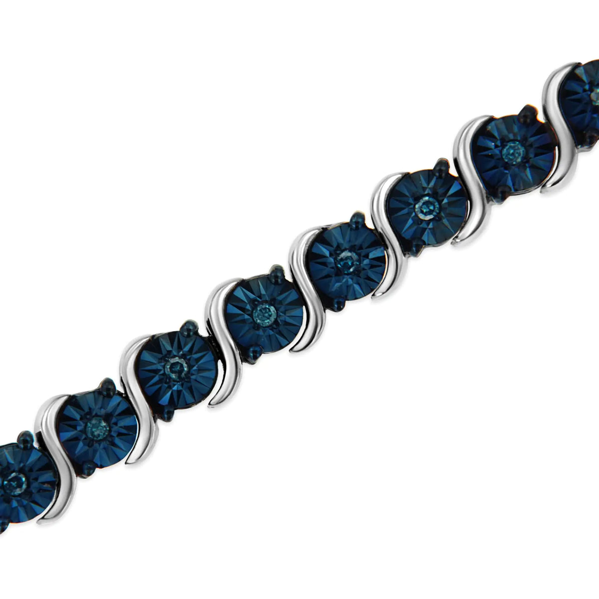 Pulsera de tenis de 7" con diamantes azules tratados de 1/4 ct en plata esterlina 925 (color azul, claridad I1-I2)