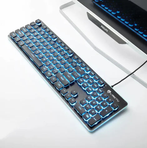 Teclado luminoso para juegos con cable USB: ideal para uso en el hogar y la oficina